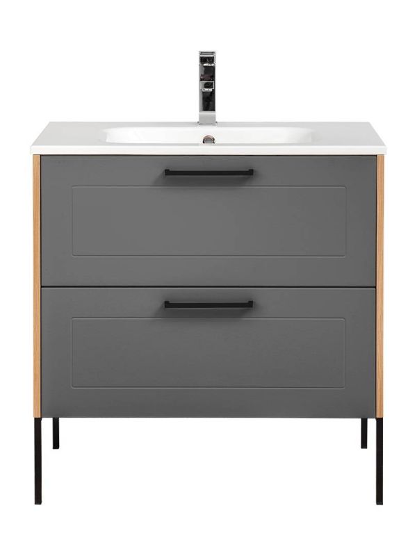 Skrinka pod umývadlo, 80cm, grafit, dub artisan, MADERA GREY 821