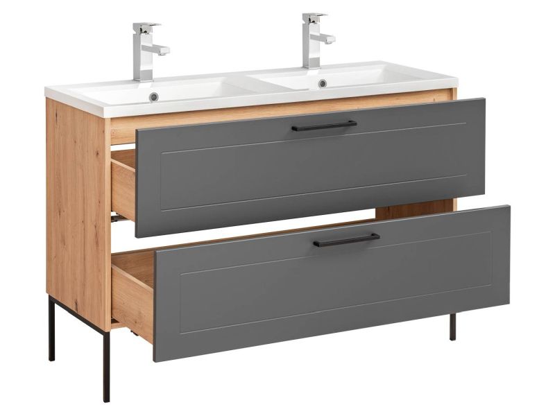 Skrinka pod umývadlo, 120cm, grafit, dub artisan, MADERA GREY 854