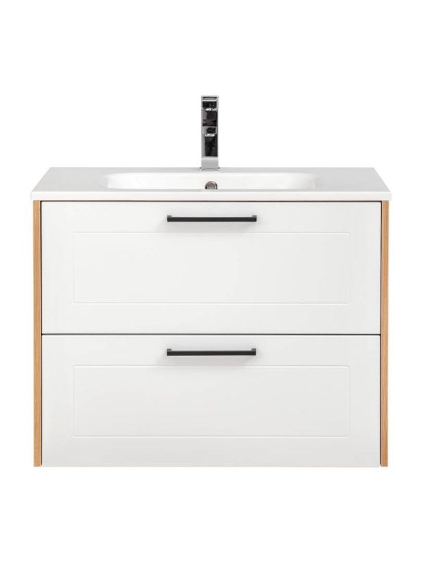 Skrinka pod umývadlo, 80cm, dub artisan, biela, MADERA WHITE 821