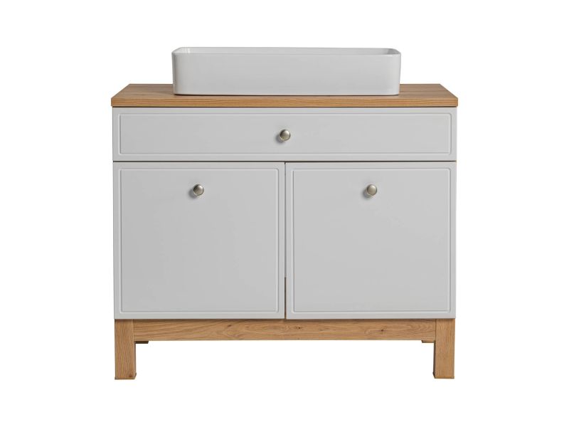 Skrinka do kúpeľne, 90cm, dub artisan, biela, SAMOA 852