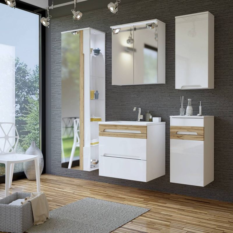 Vysoká skrinka, 35cm, biela, lesk, GALAXY WHITE 800