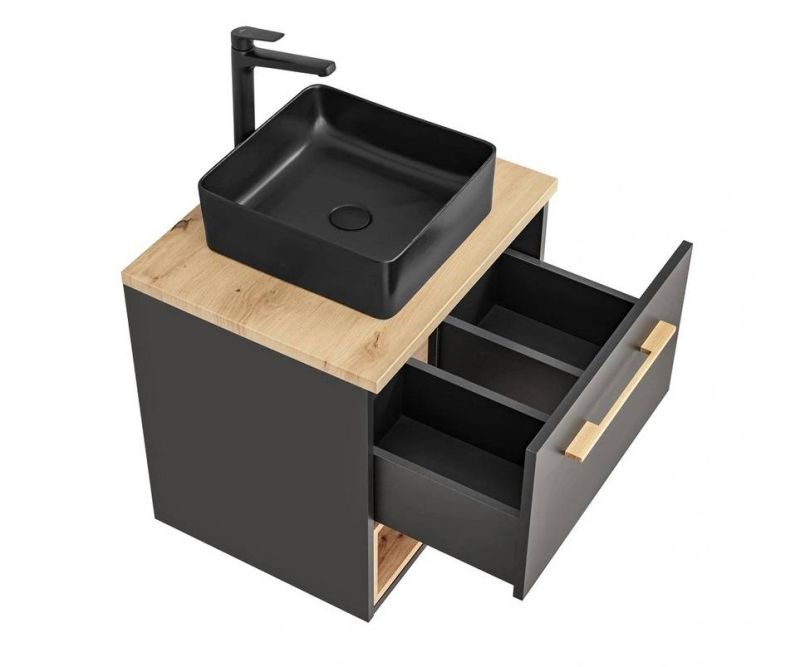 Skrinka pod umývadlo, 60cm, sivá, dub artisan, BORNEO COSMOS 820