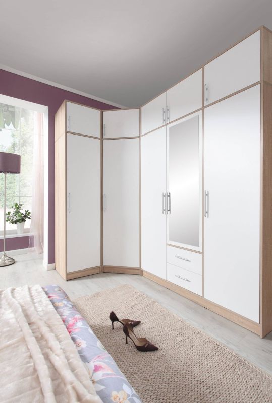 Skriňa, 200cm, kombinovaná, dub sonoma, biela, SMART SR1