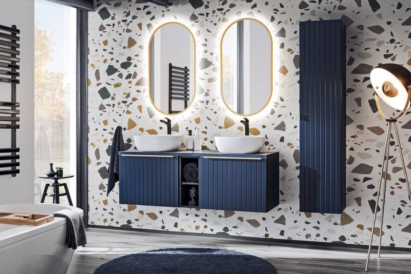 Kúpeľňová doska, 120cm, modrá indigo, SANTA FE BLUE 89-120-B