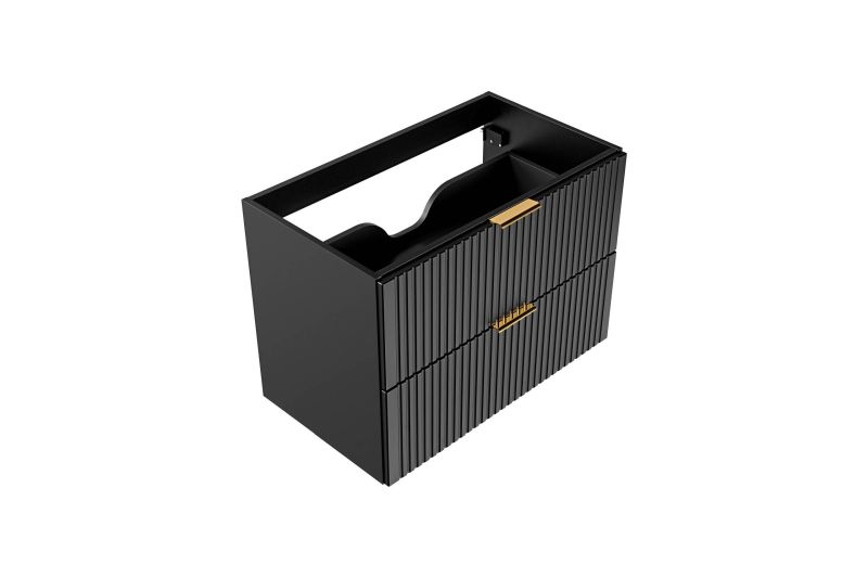 Skrinka pod umývadlo, 80cm, čierny mat, ADEL BLACK 82-80-B-2S