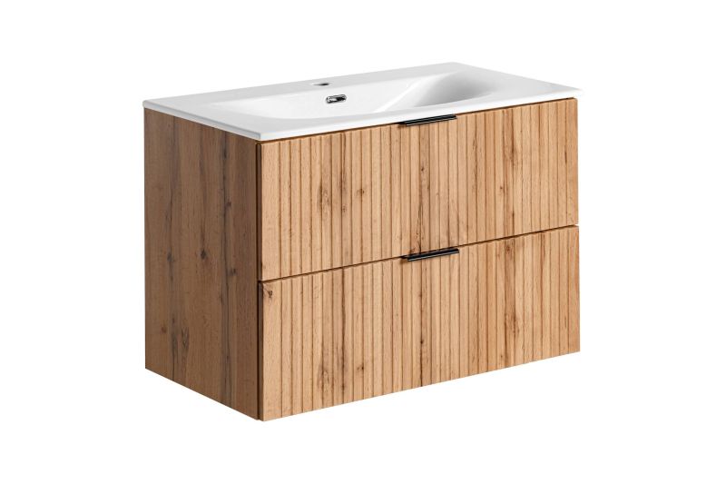Skrinka pod umývadlo, 80cm, dub wotan, ADEL OAK 82-80-B-2S