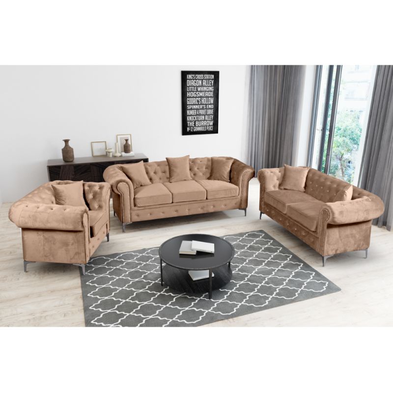 Luxusný 2-sed, svetlohnedá Velvet látka, ROMANO