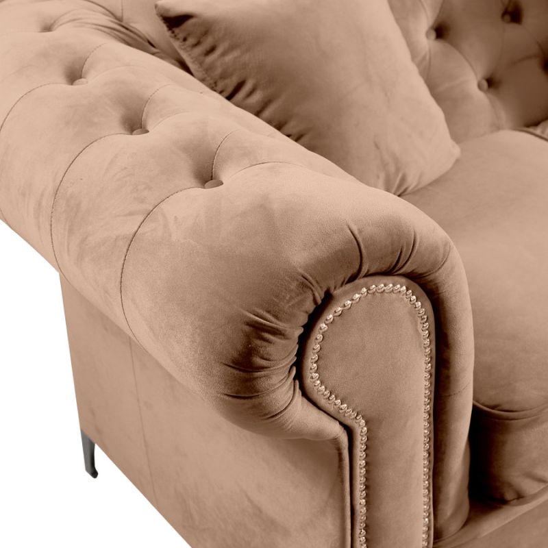 Luxusný rozkladací 2-sed, svetlohnedá Velvet látka, ROMANO
