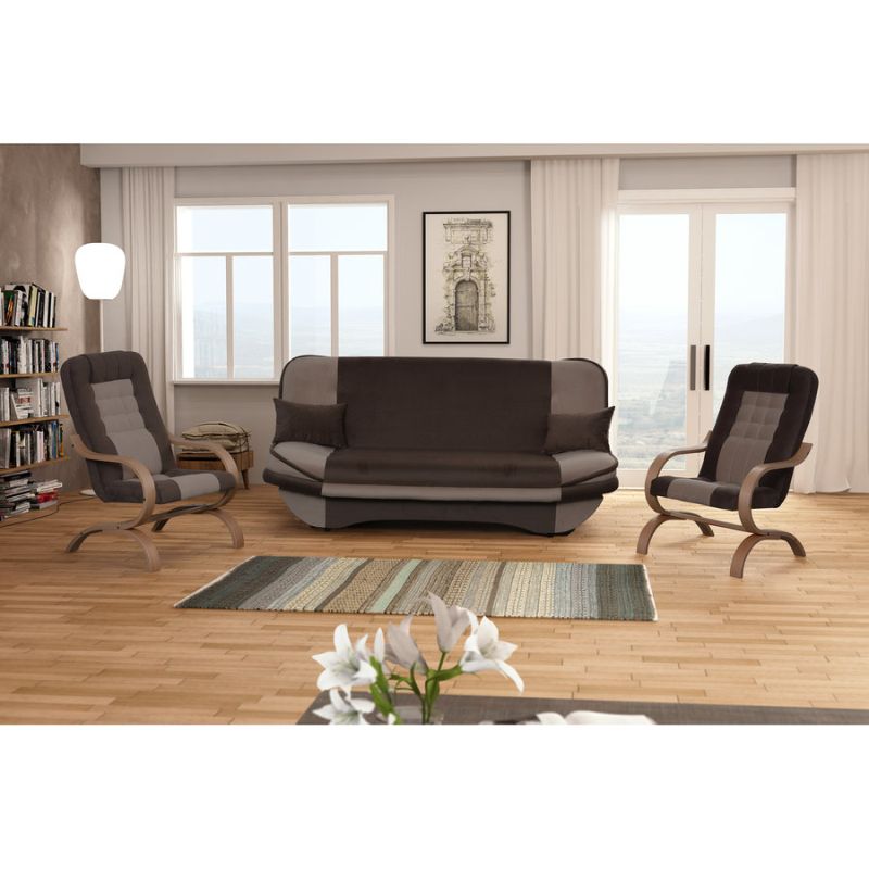 Rozkladacia pohovka, látka sivohnedá Taupe, hnedá, GURU