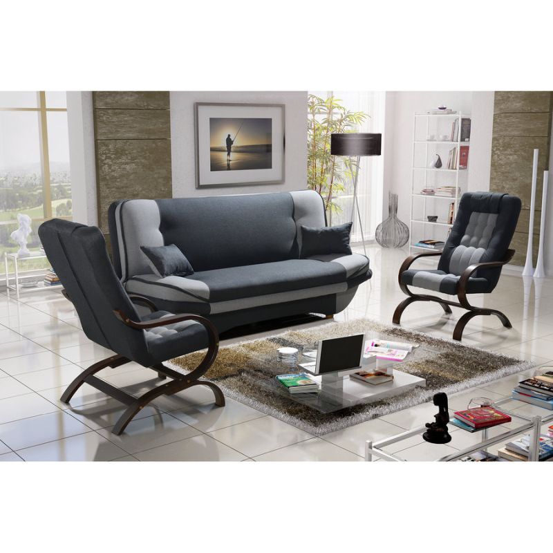 Rozkladacia pohovka, látka svetlosivá, tmavosivá, GURU