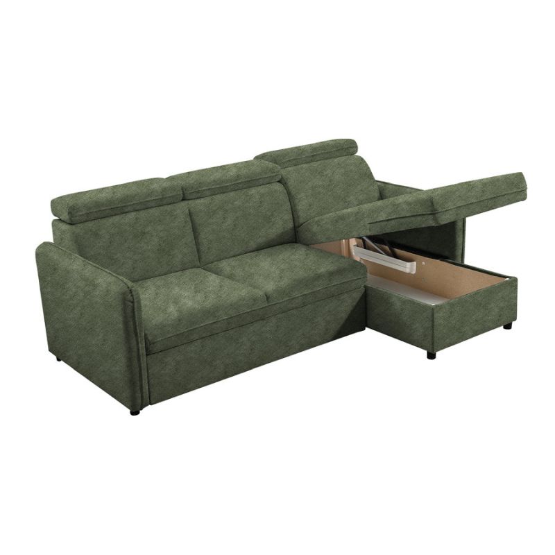 Rozkladacia sedacia súprava, zelená látka, ALECHANDRO B ROH