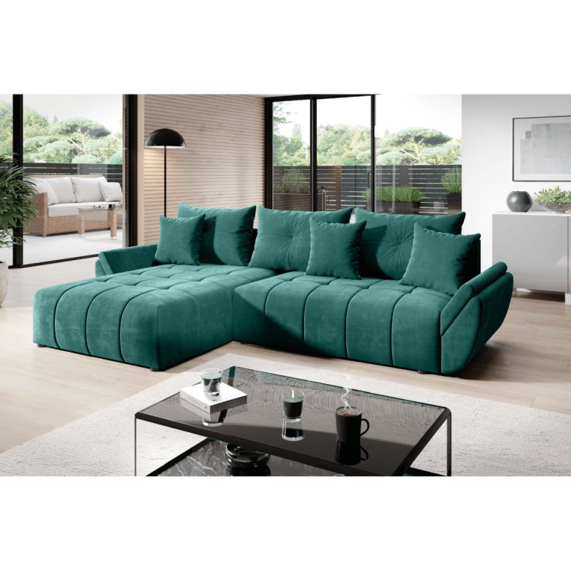 Univerzálna sedacia súprava, látka smaragdová, BELD ROH