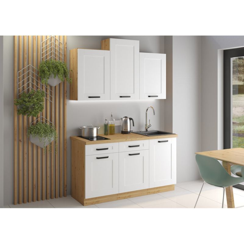 Horná skrinka, 45cm, biela, dub artisan, LULA 45 G-72 1F