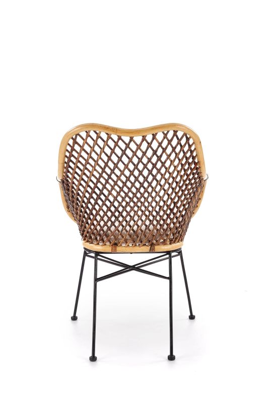 Jedálenská stolička, rattan, nohy kov čierny, HALMAR, K-336