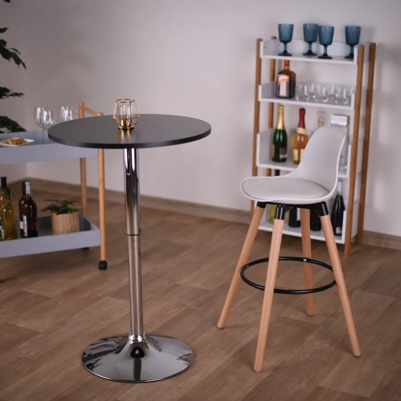 Barový stôl, 60cm, nastaviteľný, čierny, chróm, BRANY 2 NEW