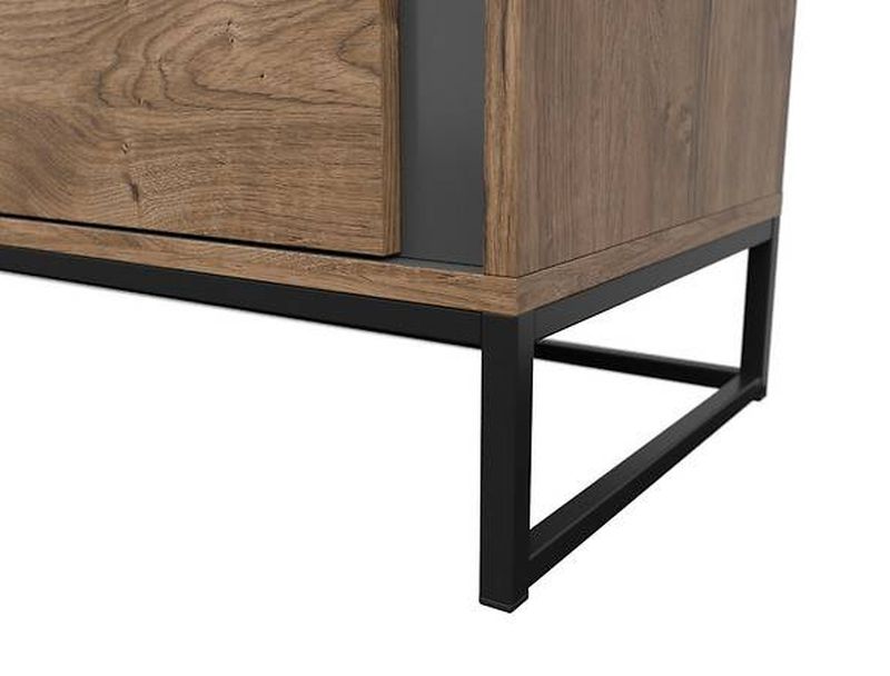 Komoda, 160cm, kombinovaná, grafit, dub ribbeck, BRW LUTON KOM1D3S