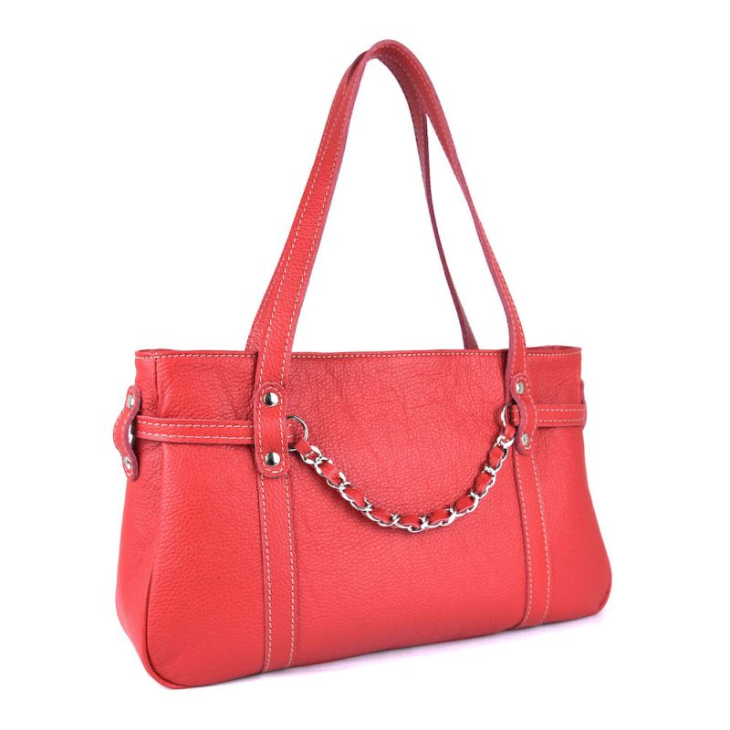 Dámska kožená kabelka z pravej kože č.8331, červená farba