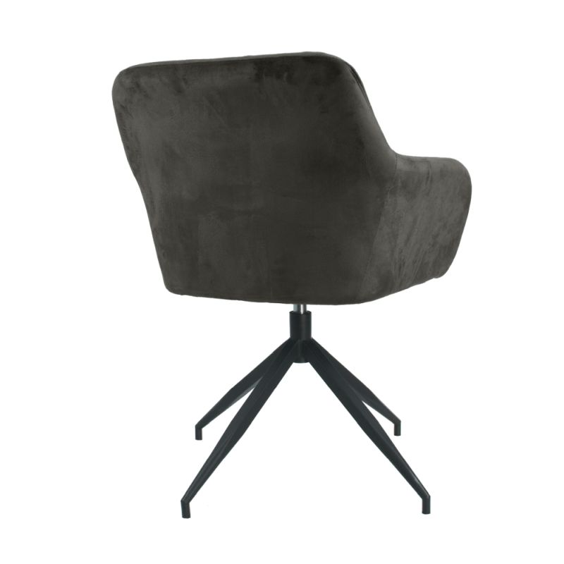 Otočná stolička, hnedá látka, čierny kov, VELEZA NEW