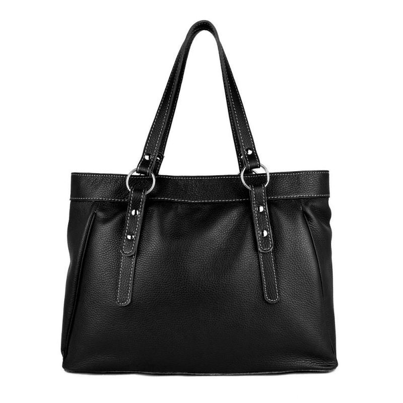 Veľká kožená kabelka 8602 v čiernej farbe