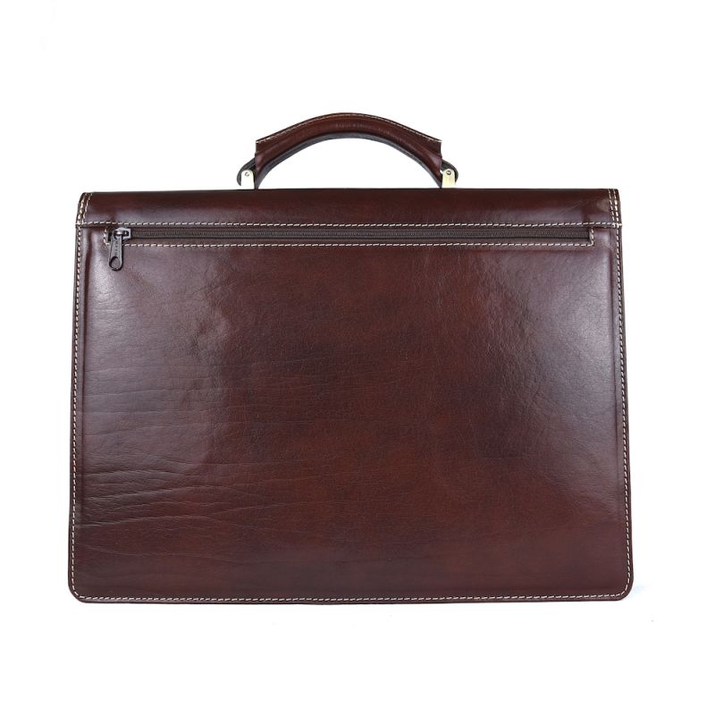 Luxusná moderná kožená aktovka z pravej kože v tmavo hnedej farbe č.8129