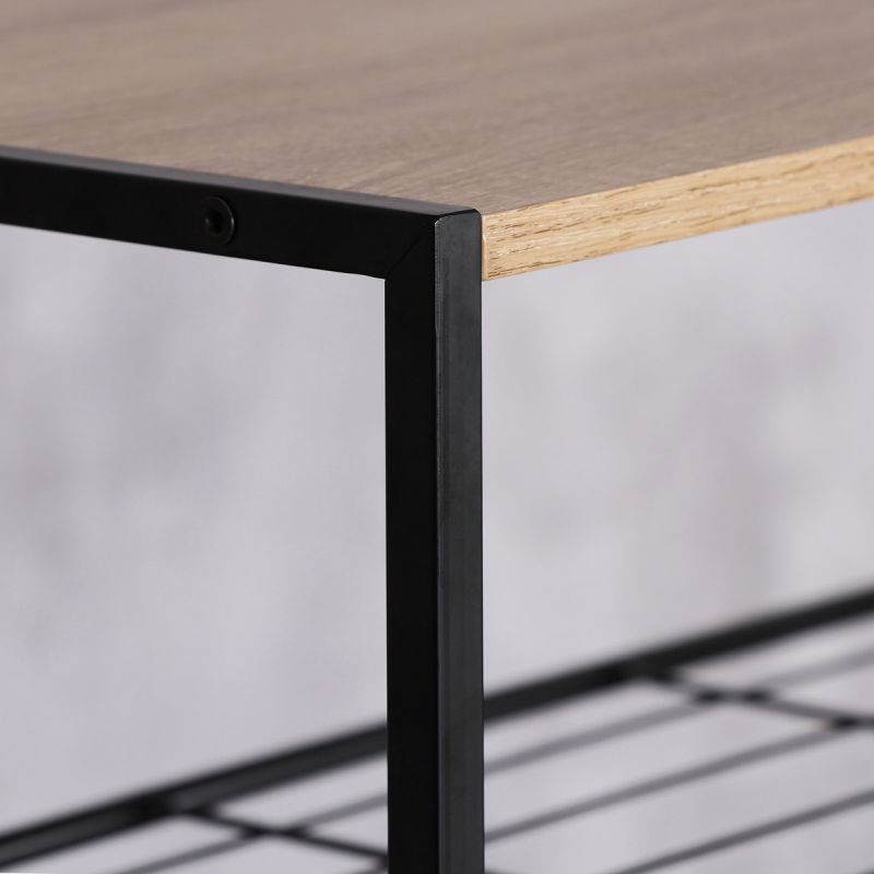 Botník, 63cm, kov, čierny, MDF, dub, GD-414 OAK