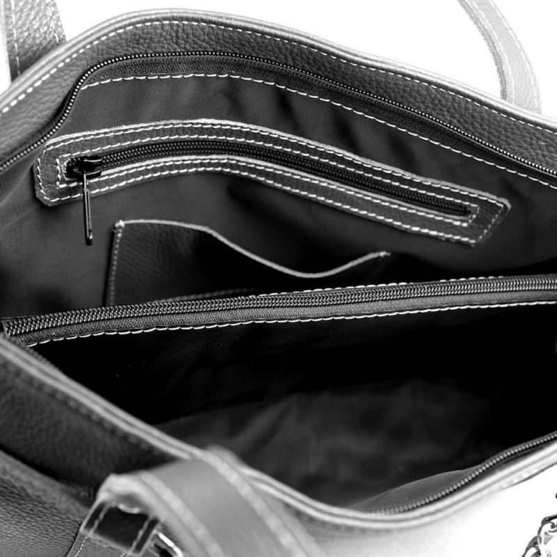 Dámska kožená kabelka z pravej kože č.8331, čierna farba