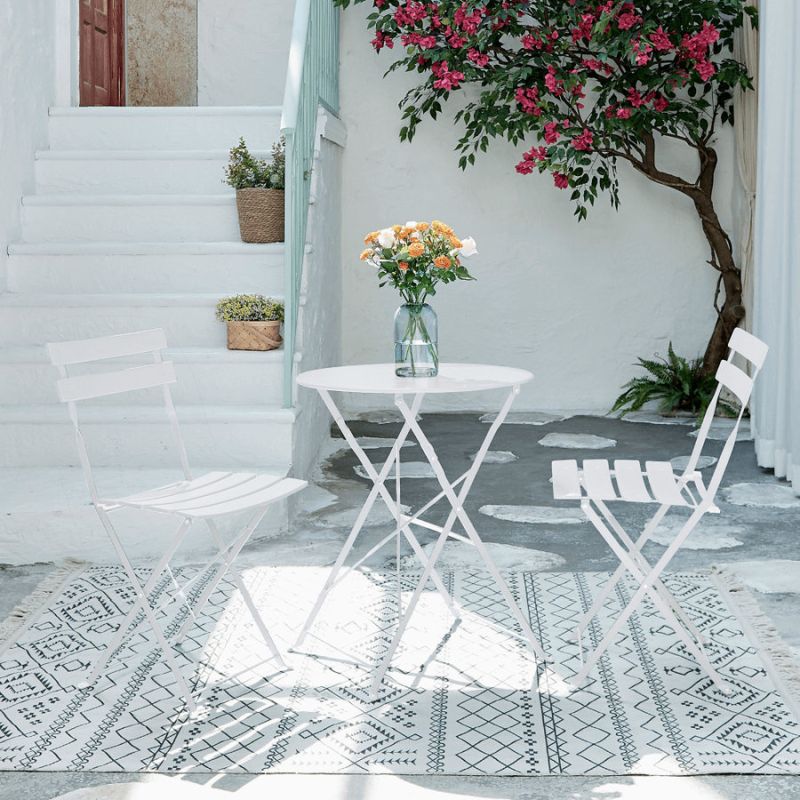 Záhradný set 1+2, biely, oceľ, OBAX