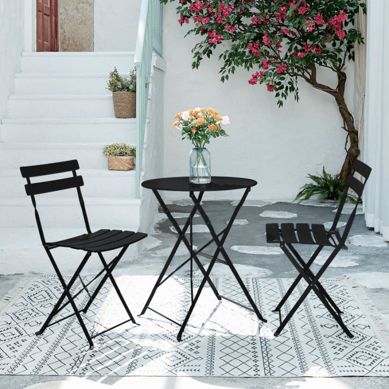 Záhradný set, 1+2, čierny, oceľ, OBAX