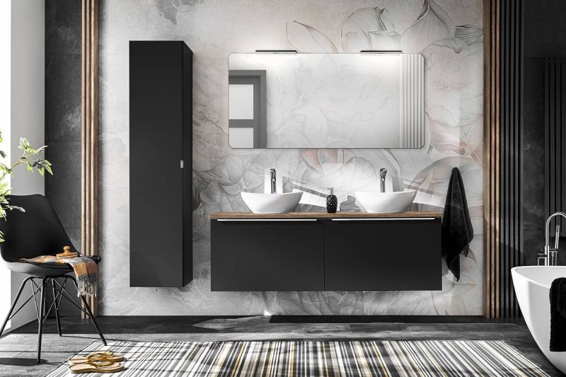 Vysoká skrinka, 35cm, čierna, SANTA FE BLACK 80-01-B-1D2S