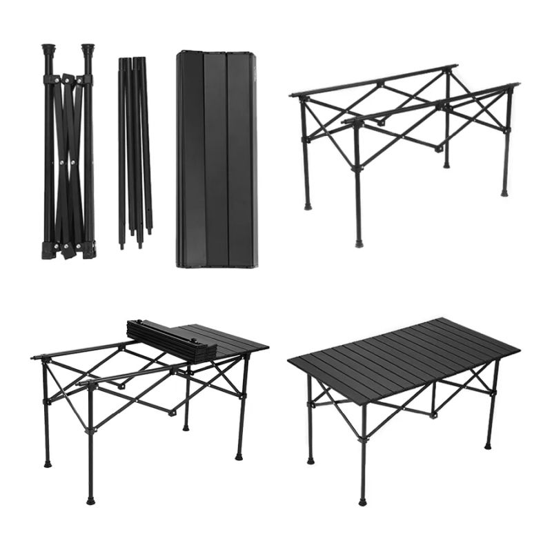 Kempingový stôl, 92x52cm, čierny, MAKUR