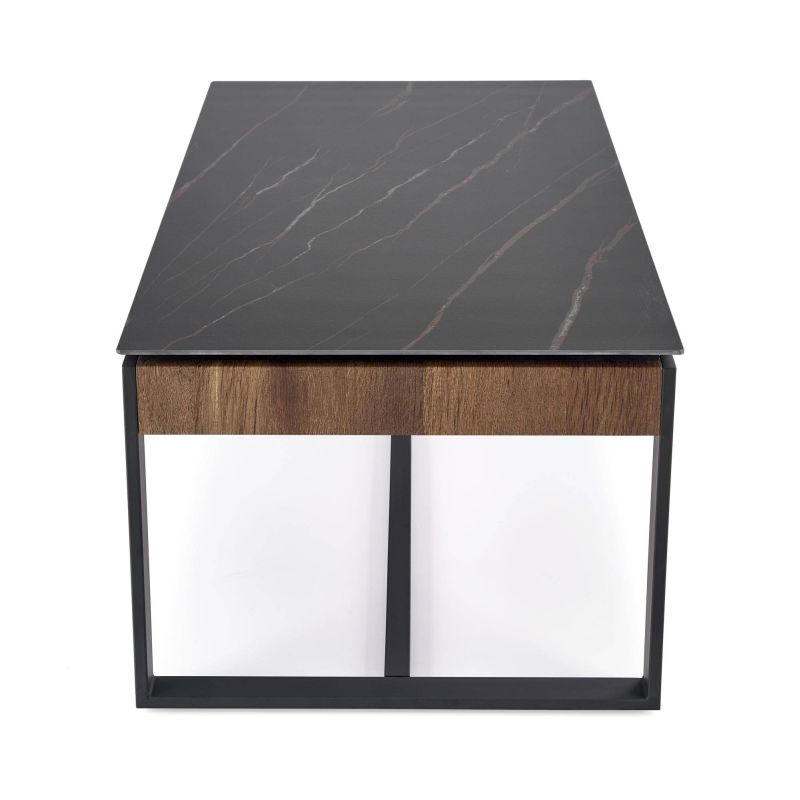 Konferenčný stolík, 121x61cm, čierny, orech, čierny mramor, RAMONA