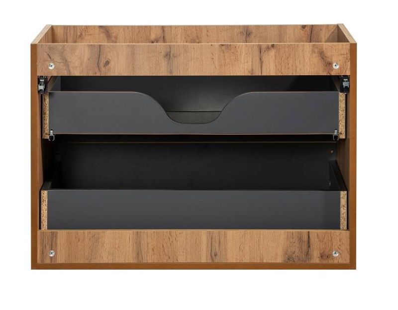 Skrinka pod umývadlo, 80cm, dub wotan, čierna, DIAMOND 82-80-D-2S