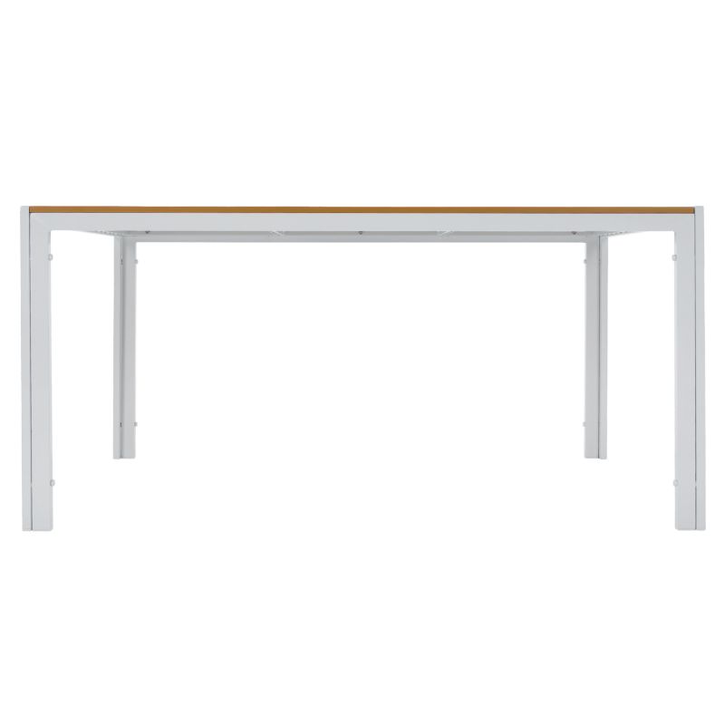 Záhradný stôl, 150x90cm, biela oceľ, polywood dub, BONTO