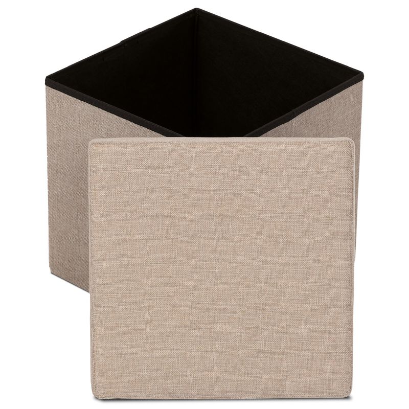 Taburet, 38cm, úložný priestor, béžová látka, TAB-461 CRM2