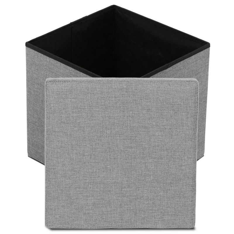 Taburet, 38cm, úložný priestor, sivá látka, TAB-461 GREY2