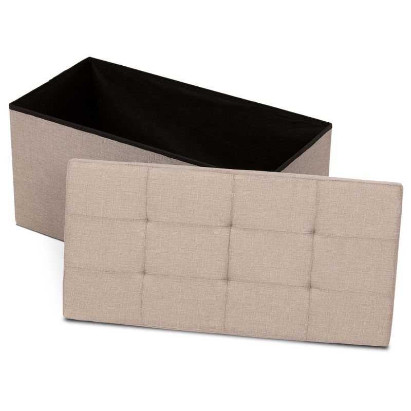 Taburet, 76cm, úložný priestor, látka, béžová, TAB-462 CRM2