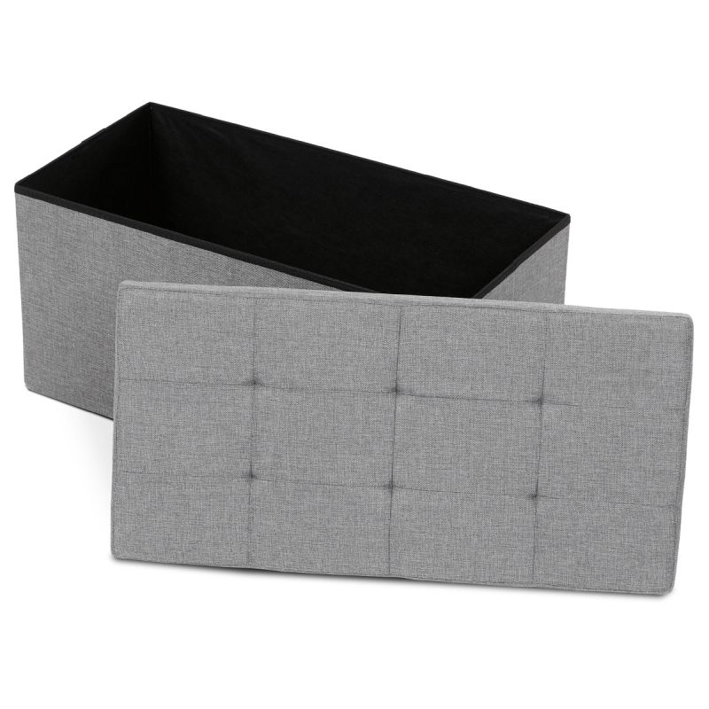 Taburet, 76cm, úložný priestor, látka, sivá, TAB-462 GREY2