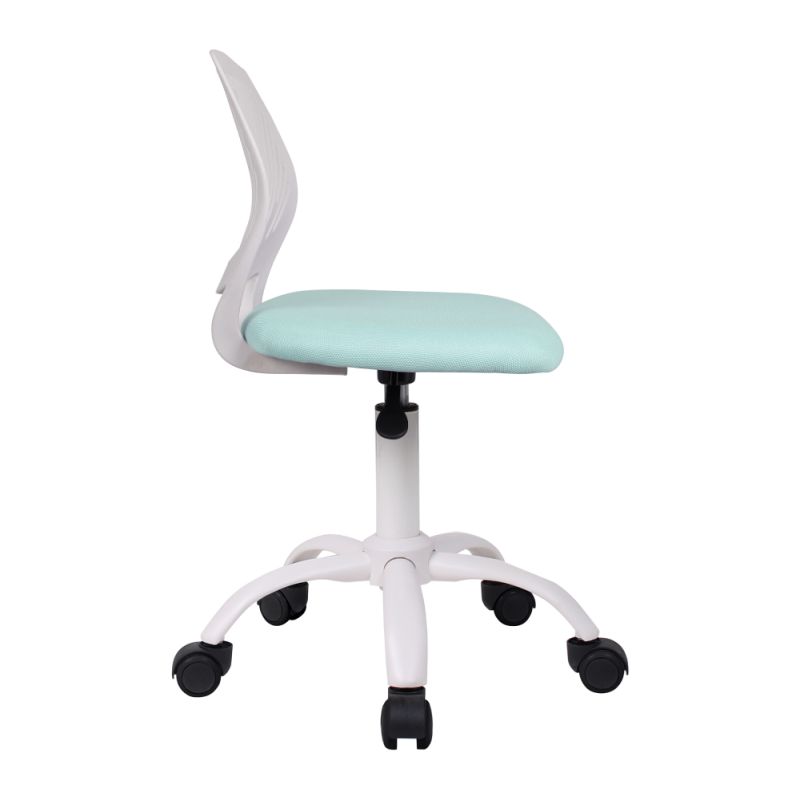 Otočná stolička, neomint látka, biely plast, SELVA