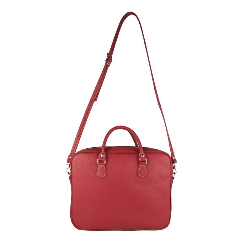 Kožená pánska pracovná cestovná taška č.8658 v červenej farbe