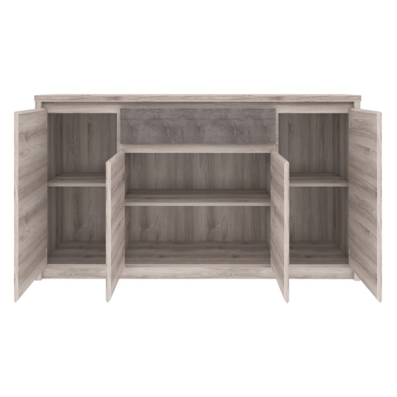 Komoda, 166cm, kombinovaná, gaštan nairobi, onyx, JESI 4D1S