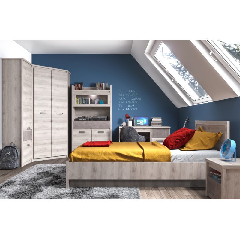 Posteľ, 140x200, s roštom, úložný priestor, gaštan nairobi, JESI