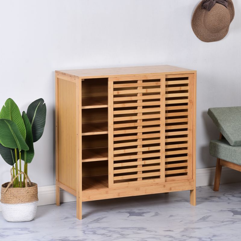 Botník, 80cm, 4-policový, bambus, prírodný, NALDO