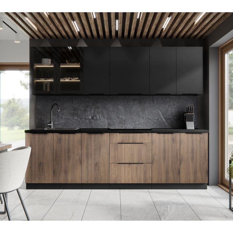 Spodná skrinka drezová, 80cm, čierna, SIBER 80 ZL 2F BB