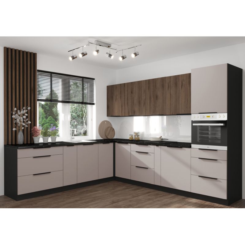 Spodná skrinka drezová, 80cm, cashmere, čierna, ARAKA 80 ZL 2F BB