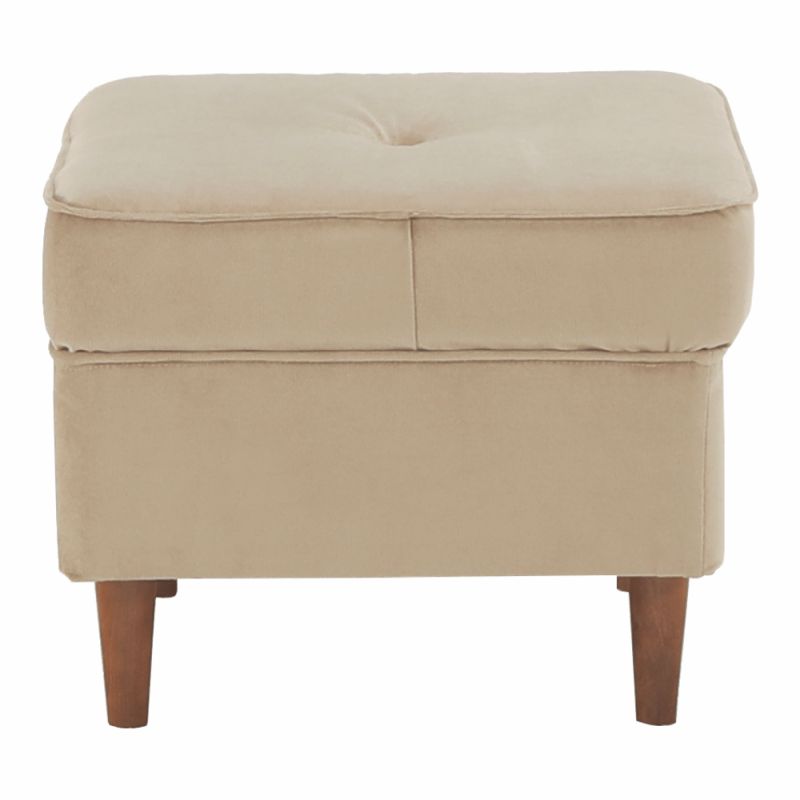 Moderný taburet, 40cm, látka béžovozlatá, drevo orech, RUFINO 3 NEW