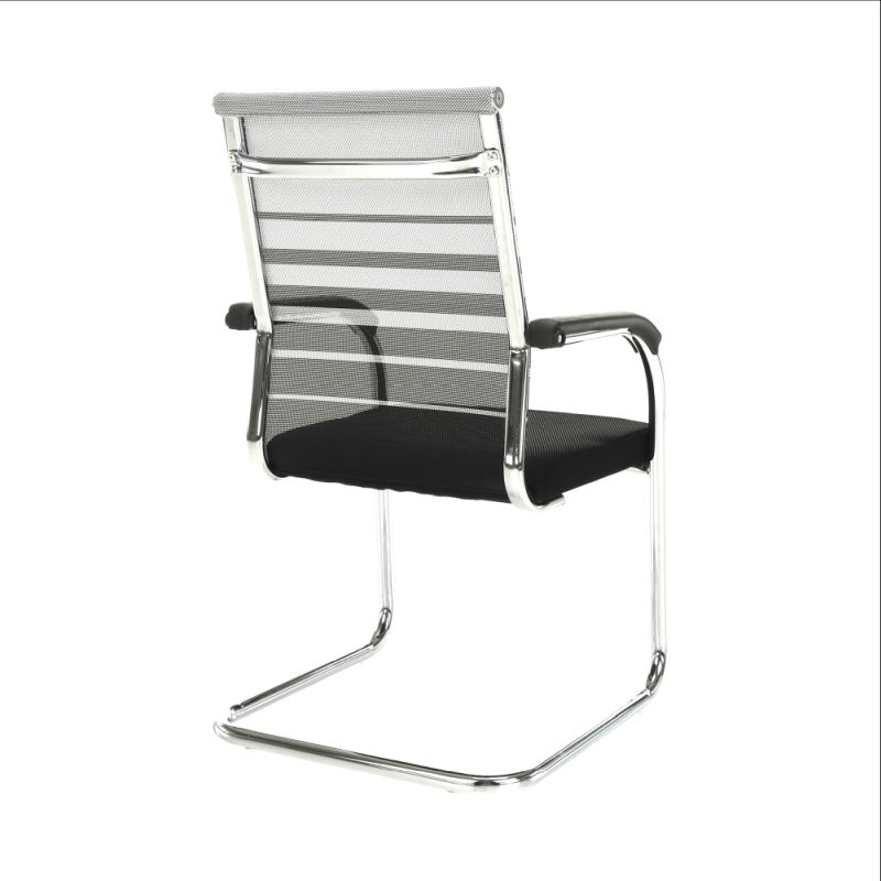 Zasadacia stolička, sivá a čierna sieťovina, kov strieborný, ESIN