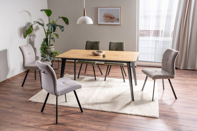 Jedálenská stolička, sivá látka, nohy kov čierny, SWING BREGO