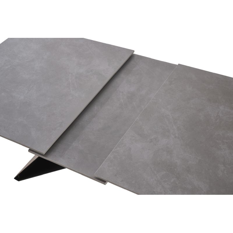 Jedálenský stôl, 160x90cm, rozkladací, keramika, betón, čierny, MAJED