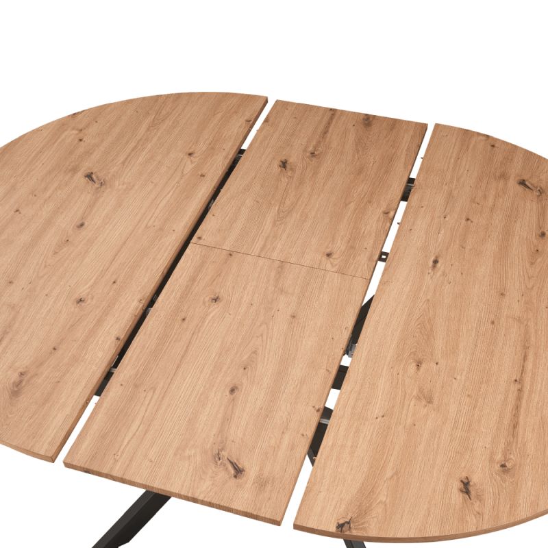 Jedálenský stôl, 120x120cm, rozkladací, MDF, dub artisan, čierny, ABERO TYP 2