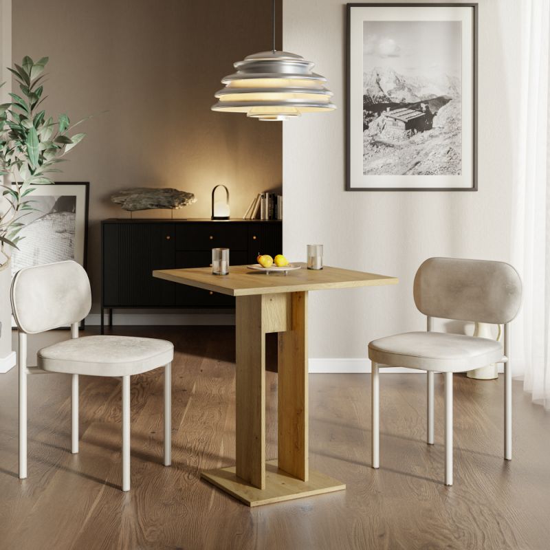 Jedálenský stôl, 67,5x67,5 cm, DTD, dub artisan, EVERET